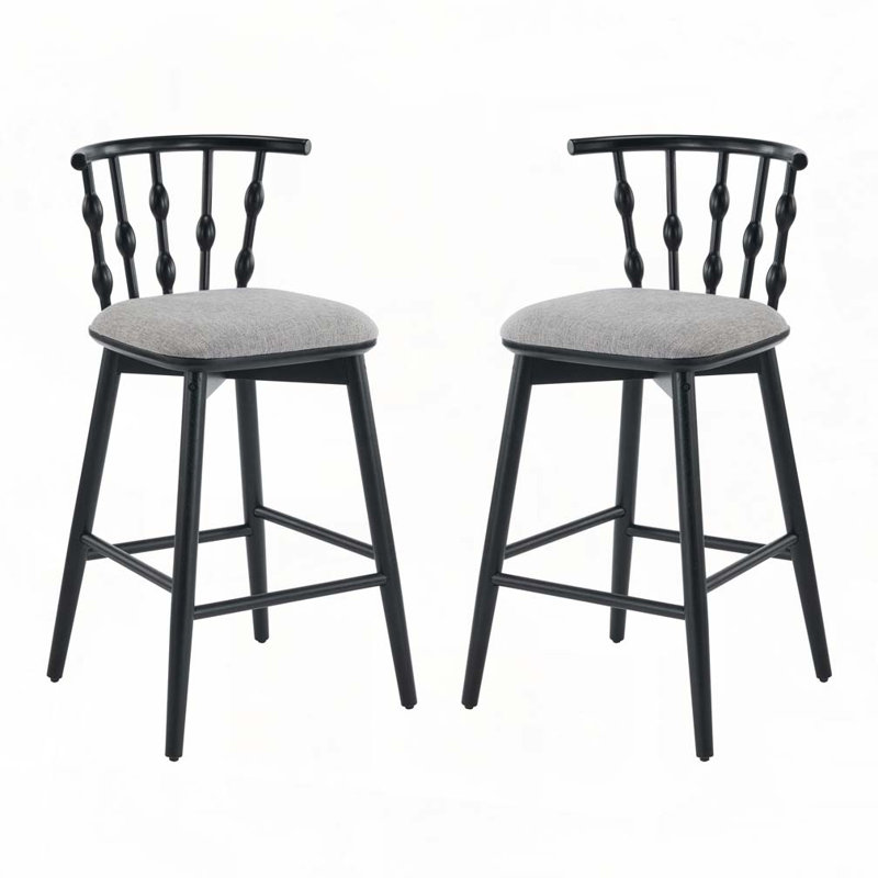 Tabouret de bar en bois, Noir, Gris
