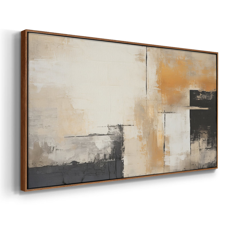 Abstrait, série CCL XXXI, toile tendue avec châssis, prête à être accrochée, H 25 po x l 49 po, Noyer