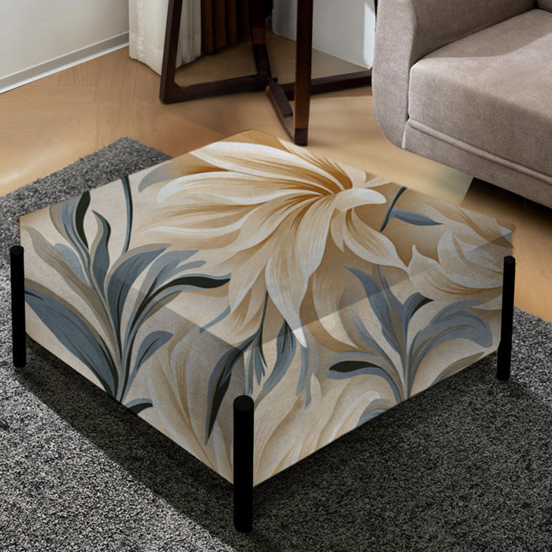 Driftwood Elegance Motif tropical - Grand repose-pieds carré tropical