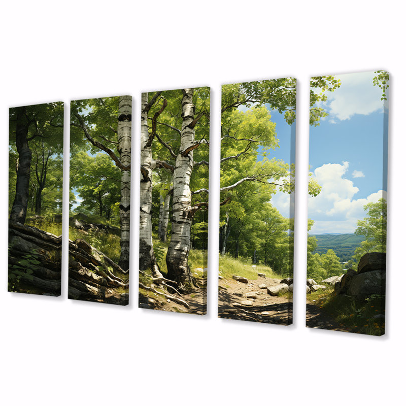 Ensemble d'art mural 5 pièces Birch Tree Forest Essence I, H 28 po x l 60 po