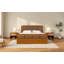 Modern Rattan Platform Bed Frame with Cane Headboard & Footboard, Solid Wood Bed with Natural Woven Panels, Mid-Century Modern Bed Frame for Bedroom-1070610390