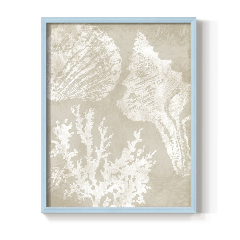 Neutre Coral II, reproduction encadrée - bois massif, H 11 po x l 9 po, Bleu