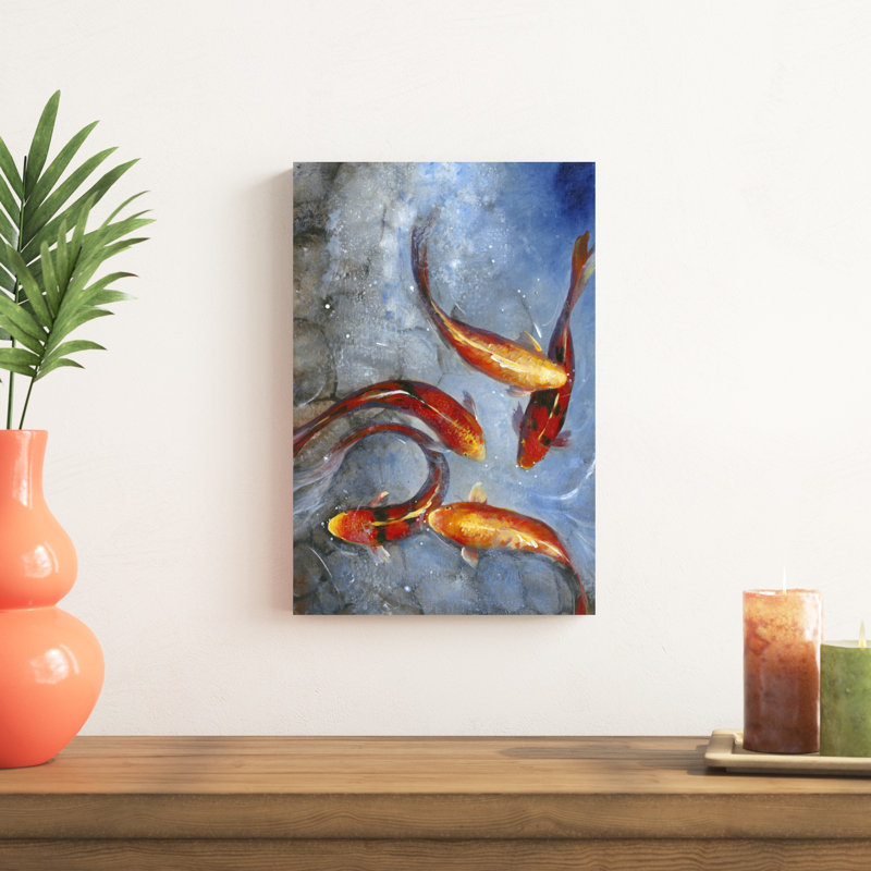 " Graceful Koi I " by Timothy O' Toole Painting Print, 18" H x 12" W x 1.25" D