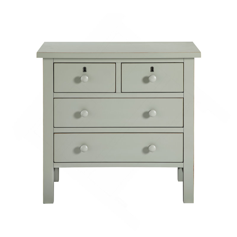 Table de chevet à 4 tiroirs avec rangement, Gris antique