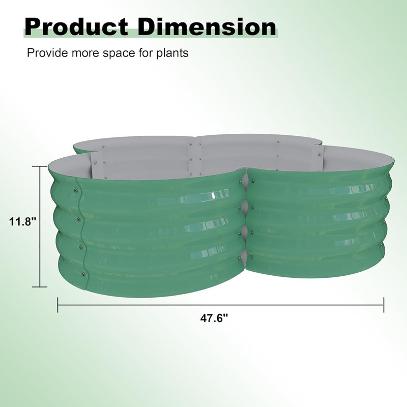 2-Pack Galvanized Raised Garden Beds, With Open Base, Green
