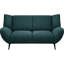 3 avec revêtement bleu sarcelle, style Mid-Century, dossier évasé et serré en bleu, design, accoudoirs, support de coussin non amovible