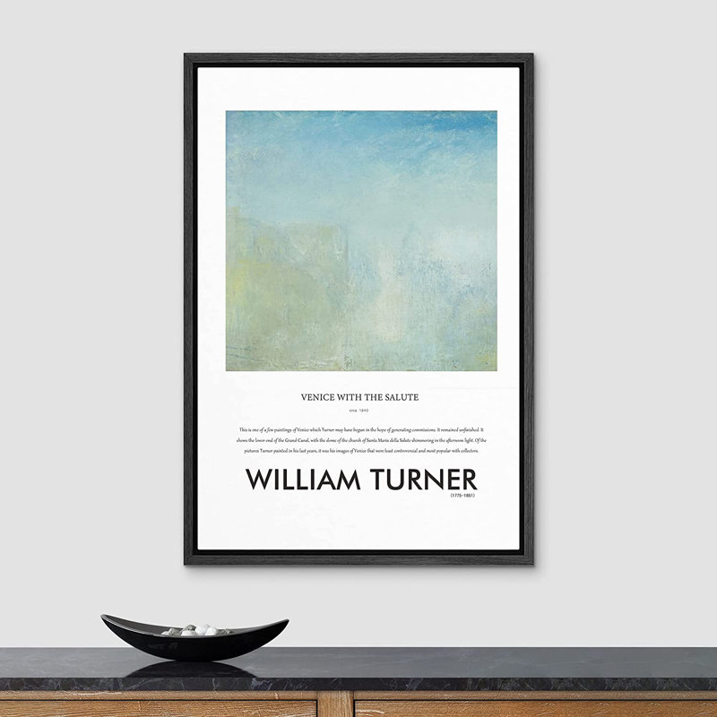 Venise par J. M. W. Turner - impression sur toile, Cadre noir, H 24 po x l 16 po x P 1,5 po