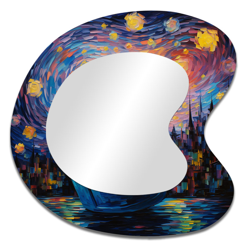 Reproduction de canard jaune ludique dans la baignoire III - grand miroir de forme unique pour la salle de bain, miroir décoratif asymétrique traditionnel