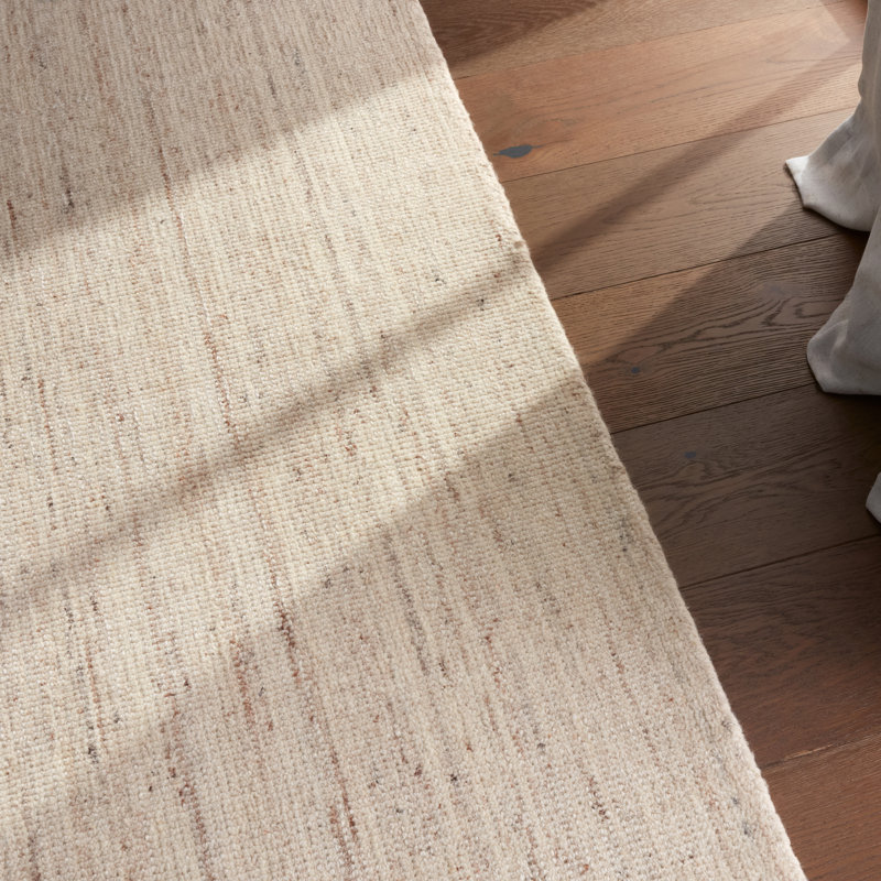 Tapis crème et beige uni Houé SLO02, Rectangle 6 pi x 9 pi