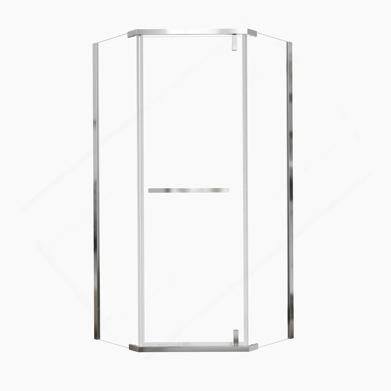 Corner Shower Enclosure 36 In. W X 72 In. H Frameless Neo-Angle Shower Enclosure, 1/4" (6Mm) Clear SGCC Tempered Glass, Pivot Shower Door In Chrome Finish,Shower Base Not Included