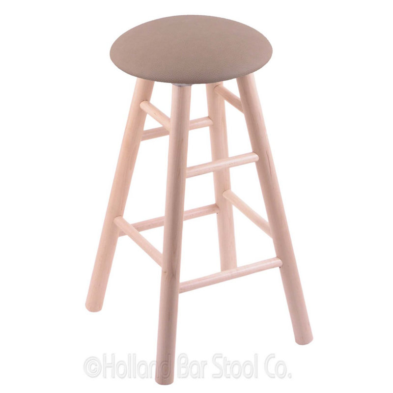 Tabouret de comptoir pivotant de 24 po, Vinyle noir, Chêne naturel