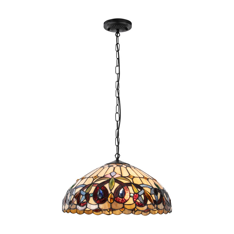 Luminaire suspendu en verre à 2 lumières Rodgers Tiffany Peacock Rodgers