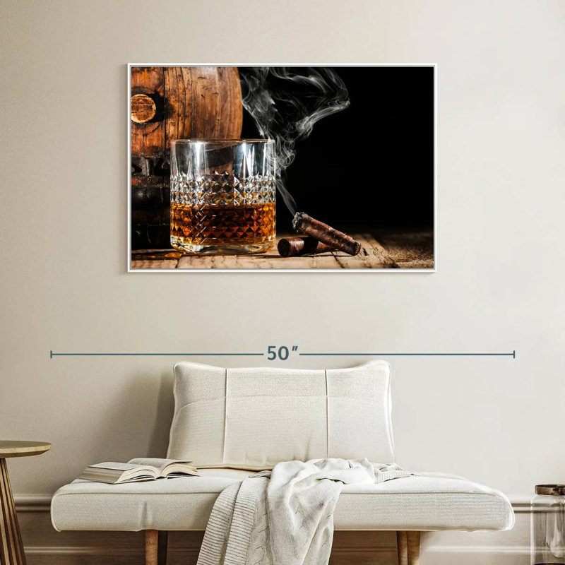 Bourbon tonneau et cigare, Cadre flottant blanc, 40 po x 27 po