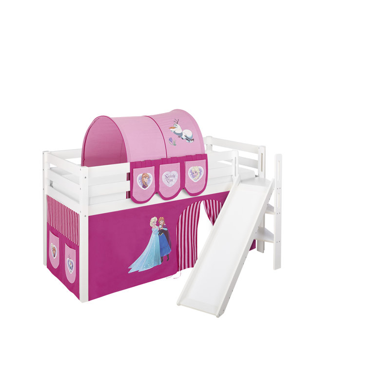 Jelle Mid Sleeper Bed with Curtain, Pink, Single (3')