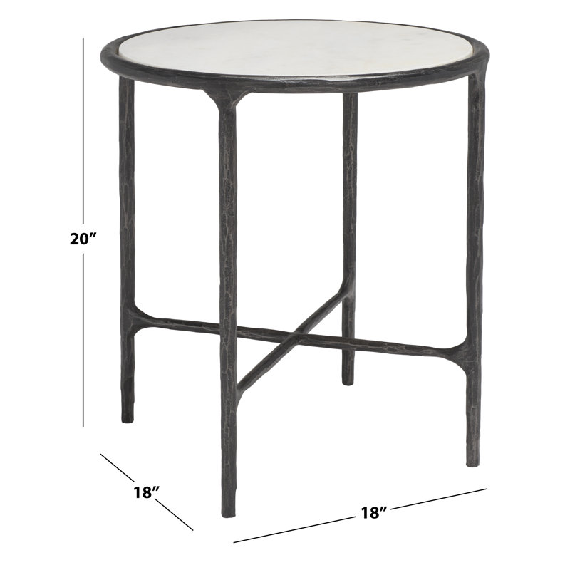 Evelynn End Table, Black, White Marble