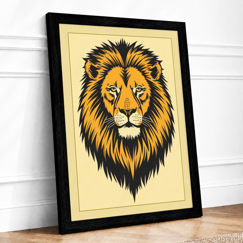 Noble Lion Rustic - Framed Print, A3 - 42.0 x 29.7 cm, Black