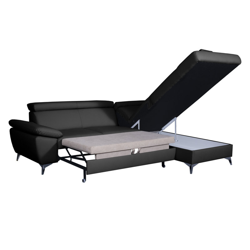 Ashianna 4 Seater Sofa Bed, Black, Right Hand Facing