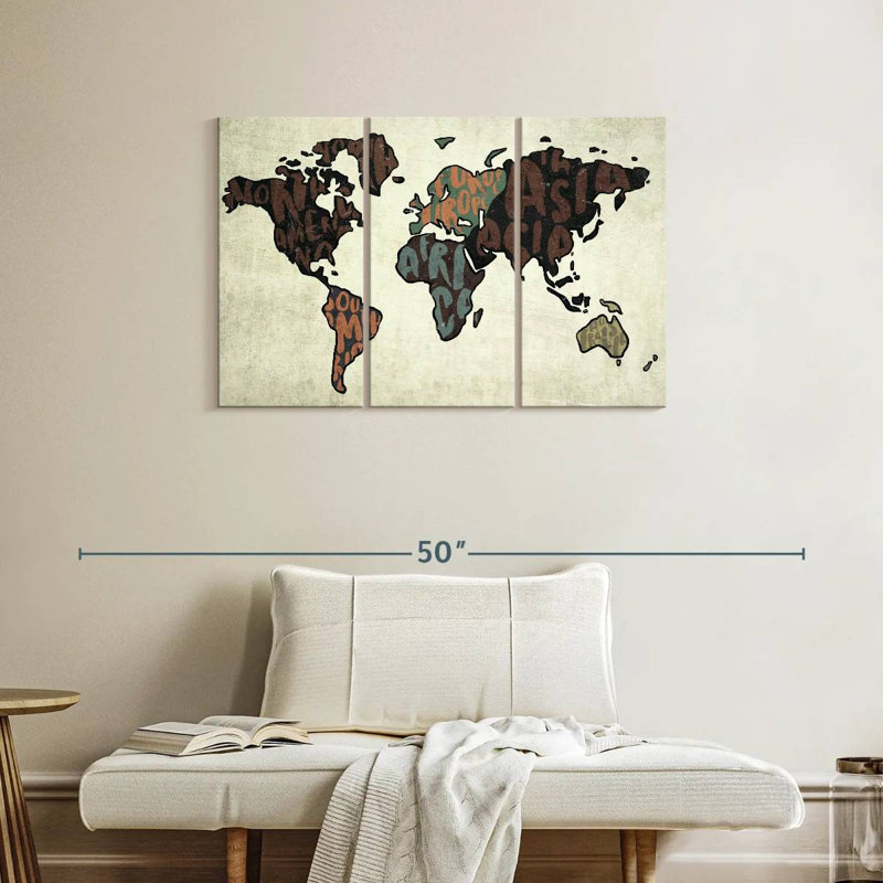 Continents Word Briuna, 24" H x 38" W