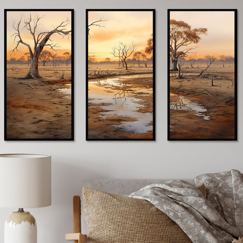 Paysage australien australien VI - Australie, art mural, Cadre flottant noir, H 32 po x l 48 po x P 1 po