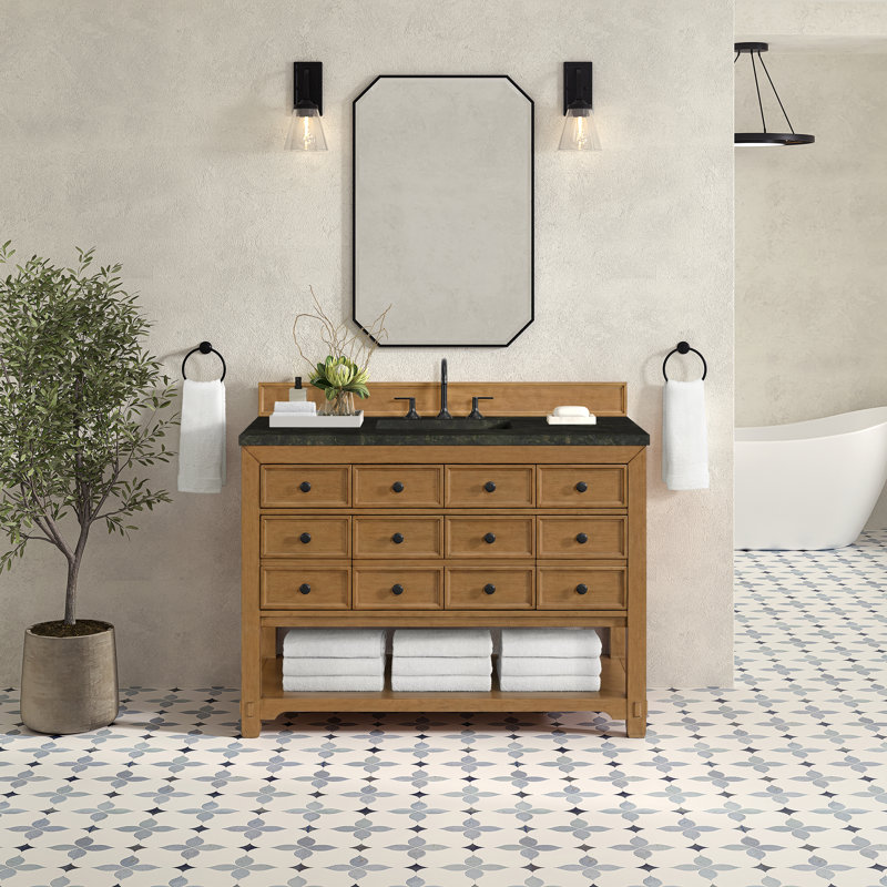 Malibu 48'' W Single Vanity, 8" Widespread, Amber Birch, Phantome Eclos