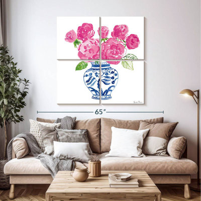 Harnek chinoiserie roses sur fond blanc I