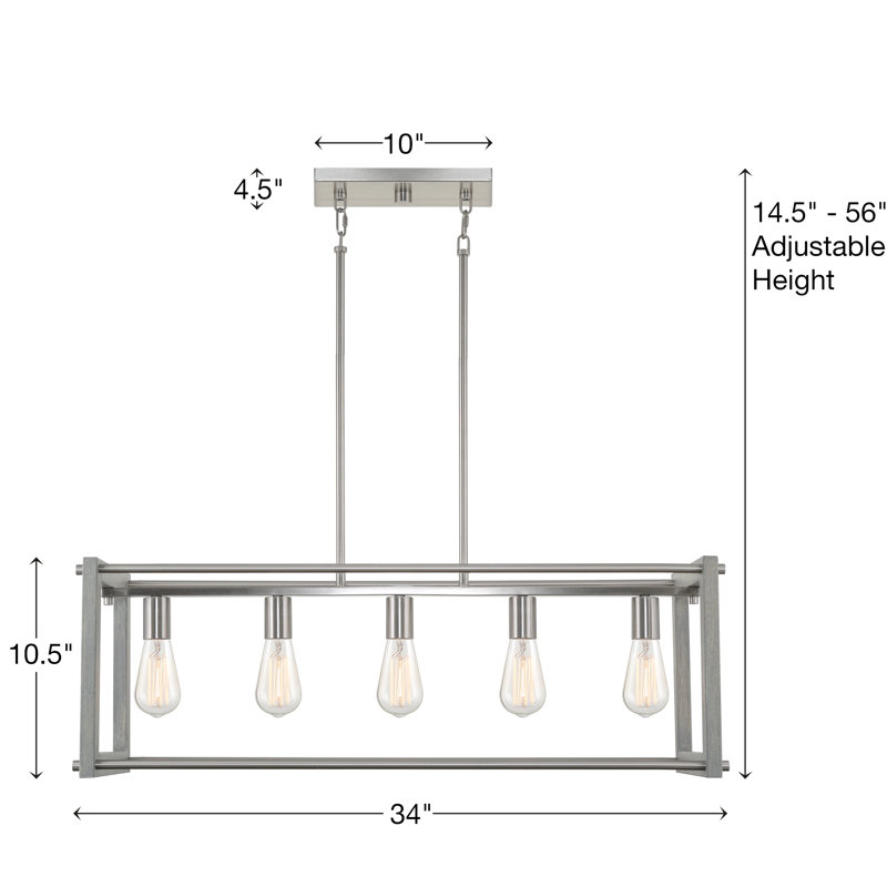 5 - Light Dimmable Kitchen Island Square / Rectangle Chandelier