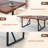 87" Wood Dining Table Set With PU Leather Upholstered Dining Chair-116617901-123060574