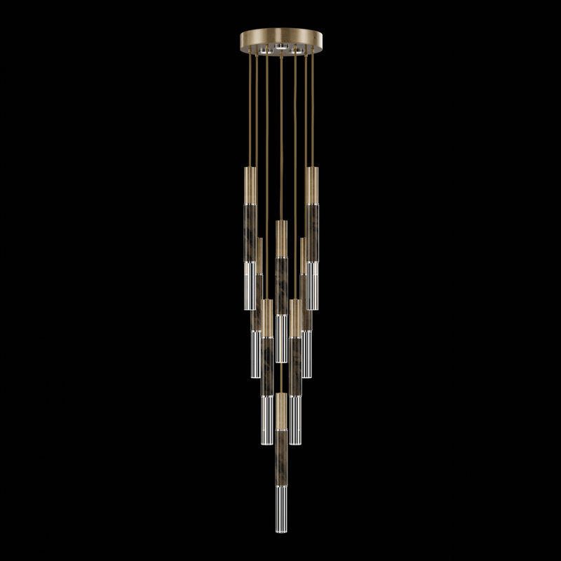 Antonia 11 - Light LED Pendant, Standard Gold Leaf/Nickel