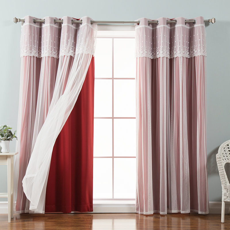 Crenshaw Solid Room Darkening Thermal Grommet Curtain Panels, 52''W X 84''H, Cardinal red
