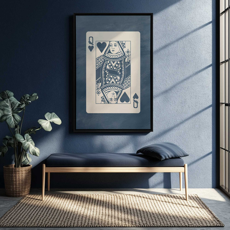Denim Queen Card, reproduction sur toile dans un cadre, H 12,75 po x l 8,75 po, Noir satiné