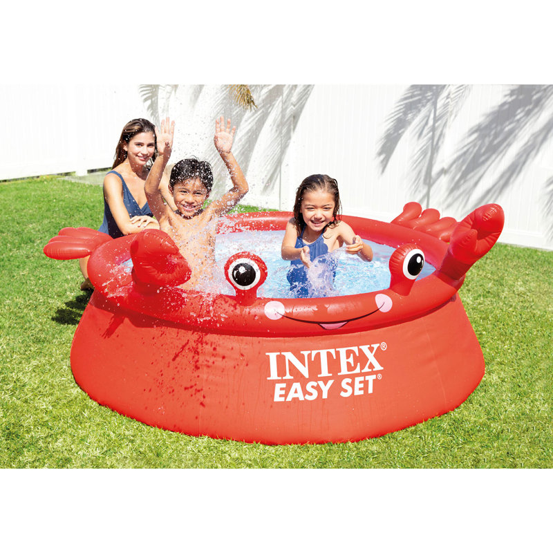Intex Happy Crab Easy Set 6ft x 20in Round Inflatable Ring Kiddie Pool