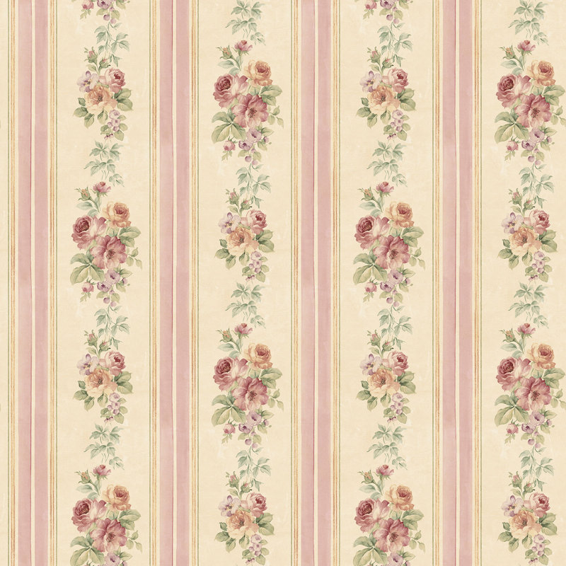 Alexys 10m x 53cm Matte Wallpaper Roll, Beige/Pink