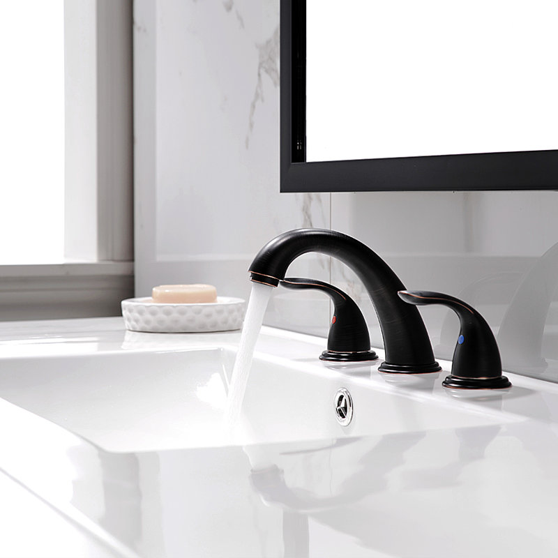 Robinet de salle de bain à large entraxe avec bonde, Bronze