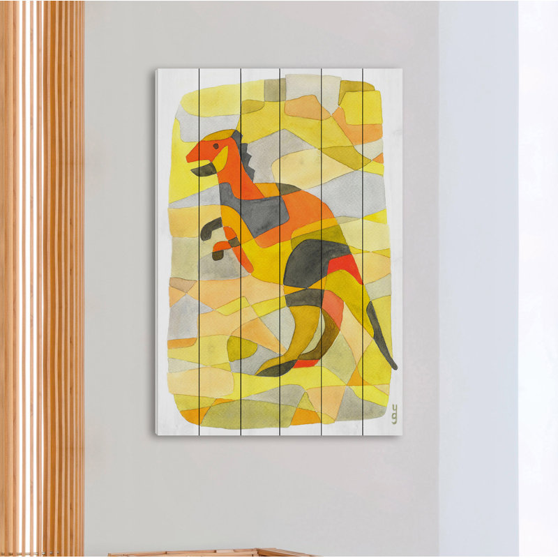 «Dinosaur 1», reproduction d'art, H 60 po x l 40 po, Bois blanc