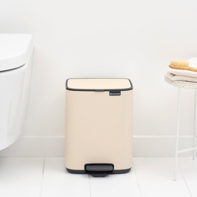 Brabantia Bo Pedal Bin, 7 L, Soft Beige, 31cm H x 24.2cm W x 24.3cm D