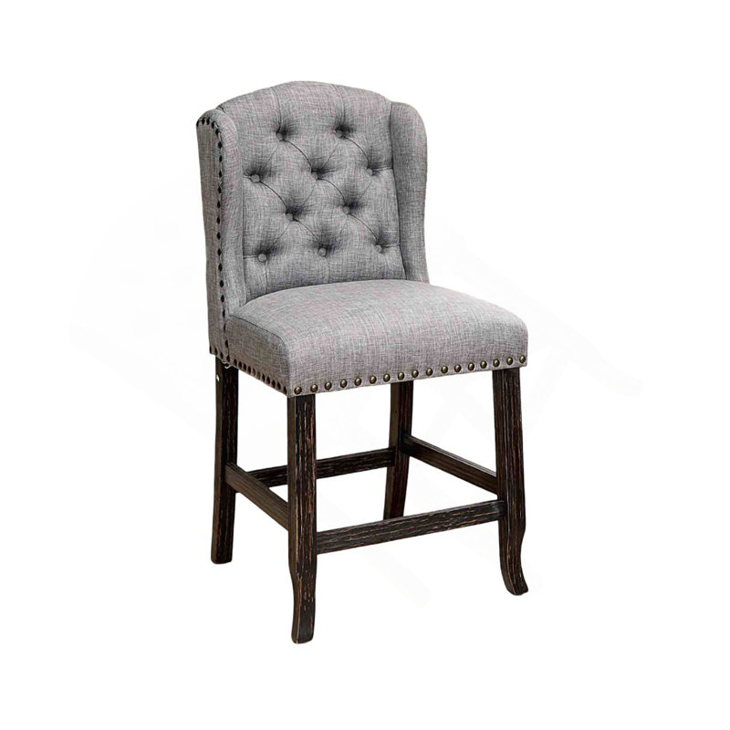 Chaise de salle à manger capitonnée 2 pièces, Gris clair