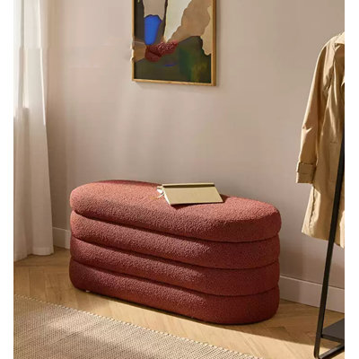 Tabouret de rangement ovale en laine d'agneau