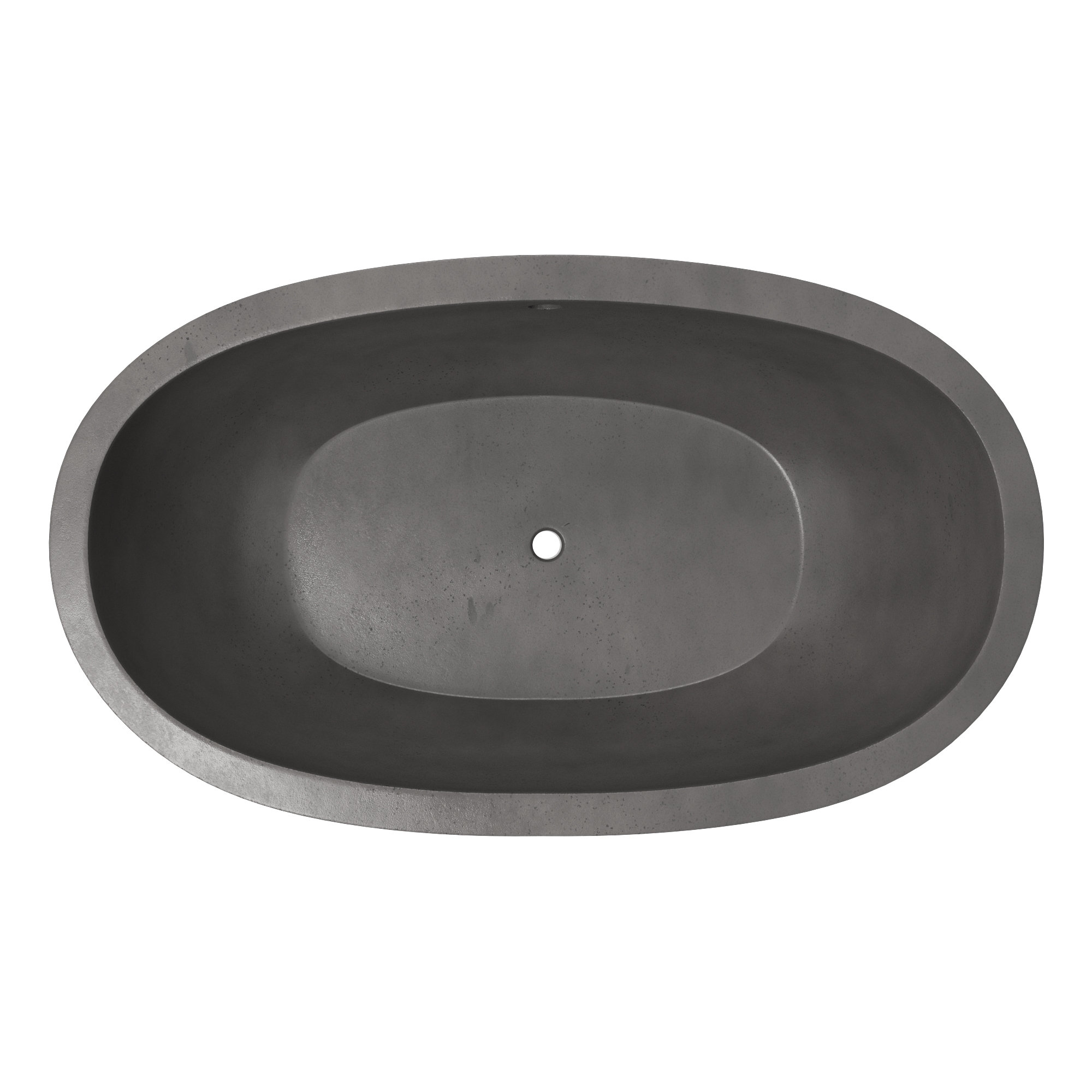 Avalon NativeStone Concrete Freestanding Oval Soaking Bathtub, Slate, 21" H x 36" W x 62" L