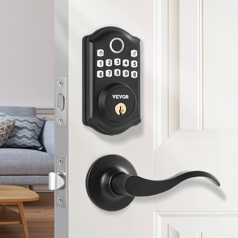 Black Stainless Steel Keyless Fingerprint Door Lock with Handles