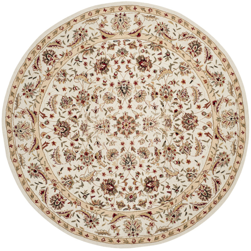 Tapis ivoire en laine fait à la main Hollander, Rond 3 pi