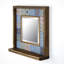 Miroir rustique abstrait avec cadre 100% bois de pin, 12,6 x 12,6 x 0,1 pouces | Travertin naturel et accents calcaires | Peinture protectrice pour bois à base d'eau | Comprend un miroir en verre et 5 crochets de suspension | Parfait pour le décor du Sud-Ouest