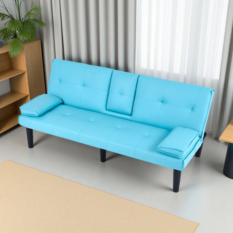 The 67-Inch PVC Multi-Functional Sofa Bed, With A Foldable And Cup Holder Design, Makes It Extremely Convenient To Turn The Living Room Into A Guest Room