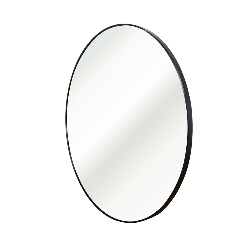Deltufo Metal Round Bathroom Mirror, 32" x 32", Black