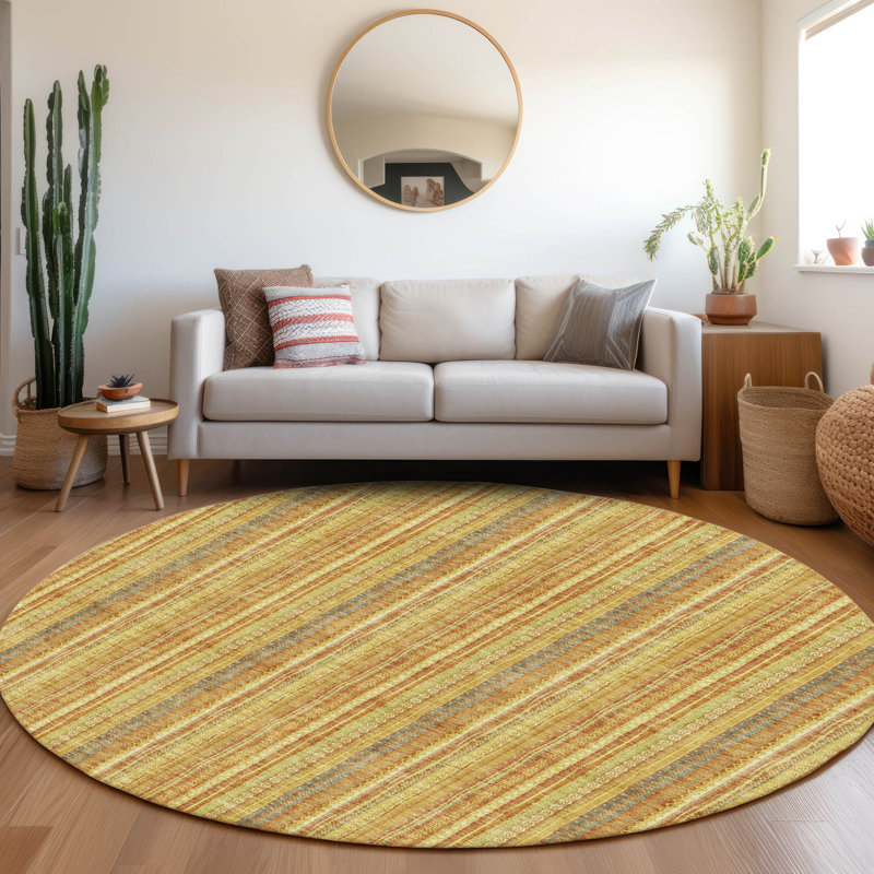 Premium Machine Washable Prisco Honey Rug, Round 8'