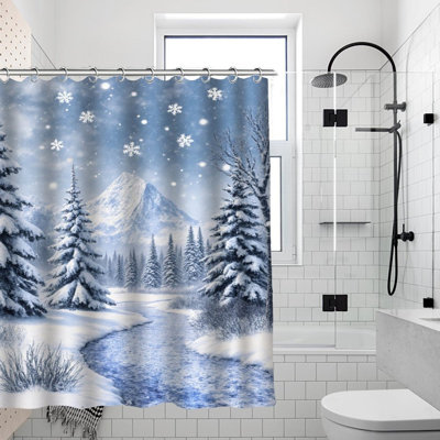 Rideaux de douche Snowy Winter Mountain pour salle de bain, 71 po x 71 po