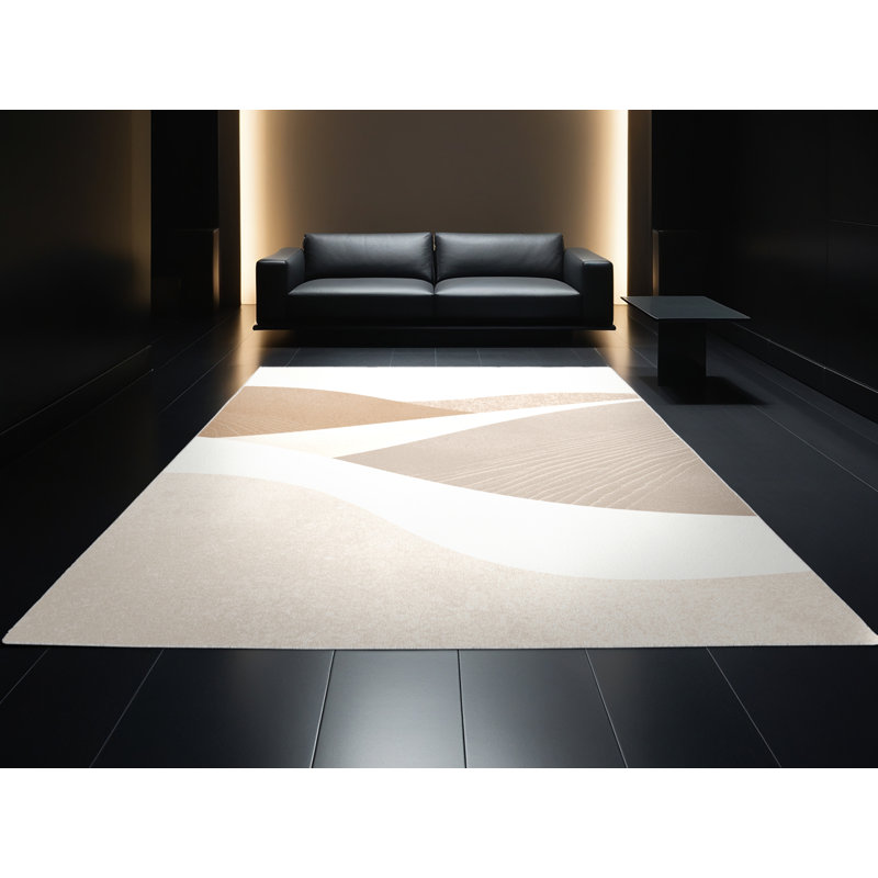 Tapis ovale minimaliste transparent lavable à la machine en gris - reliure blanche, Rond 3 pi