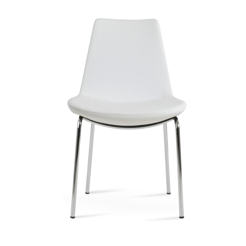 Chaise de salle à manger Eiffel Harris, Simili cuir blanc, Chrome