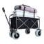 Chariot de plage avec de grandes roues pour le sable Capacité de 500 lb - Chariot tout terrain à structure en acier avec pneus pneumatiques de 9 po, conception pliable pliable, sangle avec sac multiusage, noir