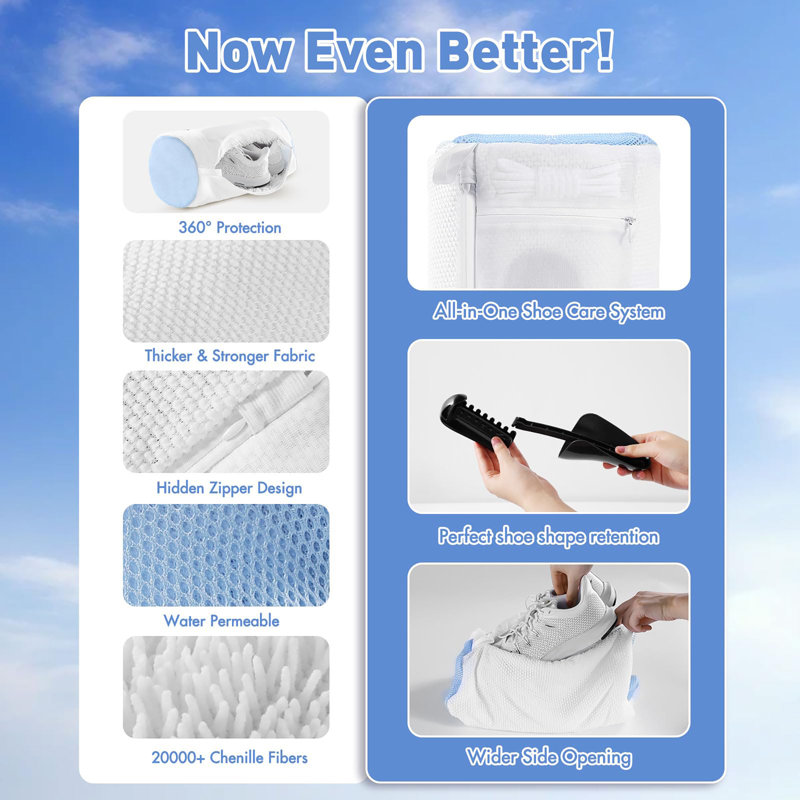 Shoe Washing Machine Bag for Washer and Dryer, White
