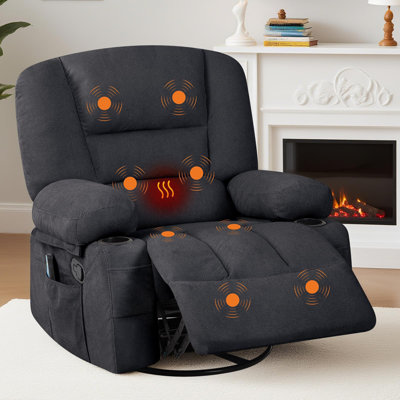 Fauteuil inclinable pivotant à 360 ° avec massage et chauffage par vibration, canapé très large pour le salon / la chambre à coucher